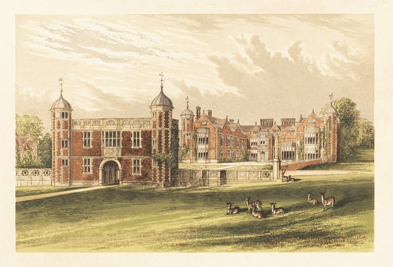 Charlecote, Warwick, Anglia. ,1880 (grawerowanie) autorstwa Alexander Francis (after) Lydon