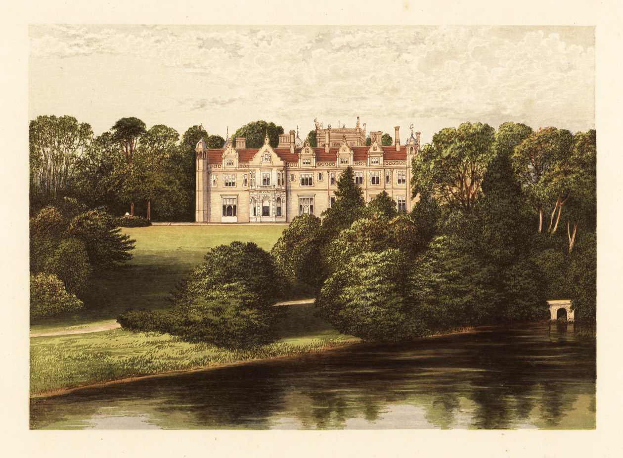 Keele Hall, Staffordshire, Anglia.,1880 (grawerowanie) autorstwa Alexander Francis (after) Lydon
