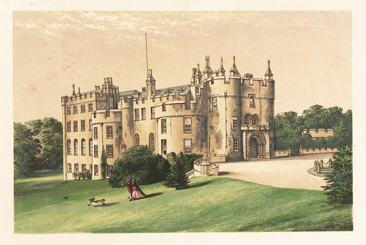 Zamek Picton, Pembrokeshire, Walia. ,1880 (grawerowanie) autorstwa Alexander Francis (after) Lydon