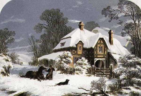 Powrót do domu przez śnieg (grawerunek) autorstwa Alexander Francis (after) Lydon