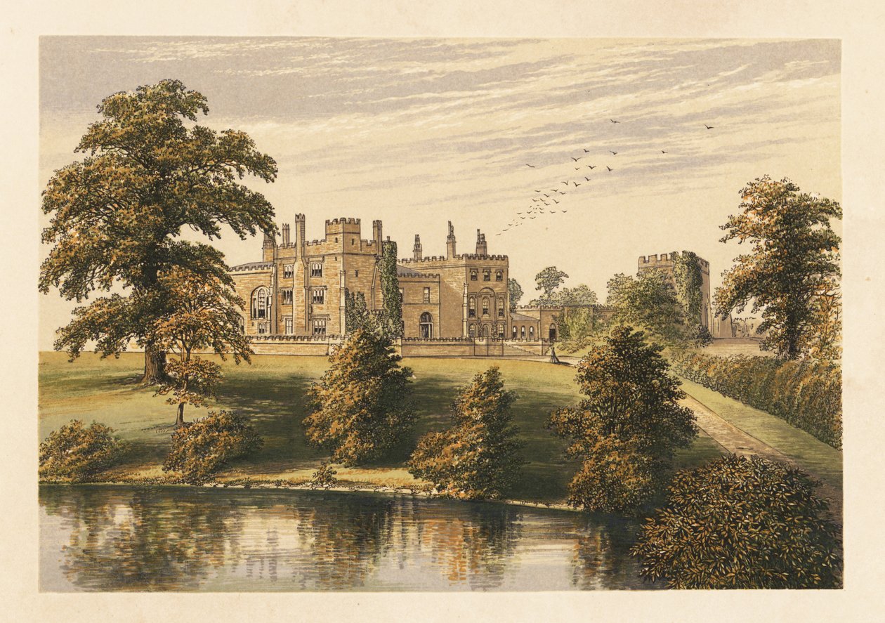 Zamek Ripley, Yorkshire, Anglia. ,1880 (grawerowanie) autorstwa Alexander Francis (after) Lydon
