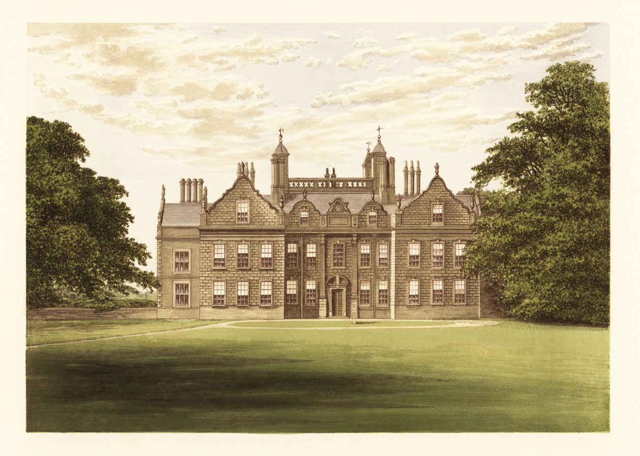 Willesley Hall, Leicestershire, Anglia. ,1880 (grawerowanie) autorstwa Alexander Francis (after) Lydon