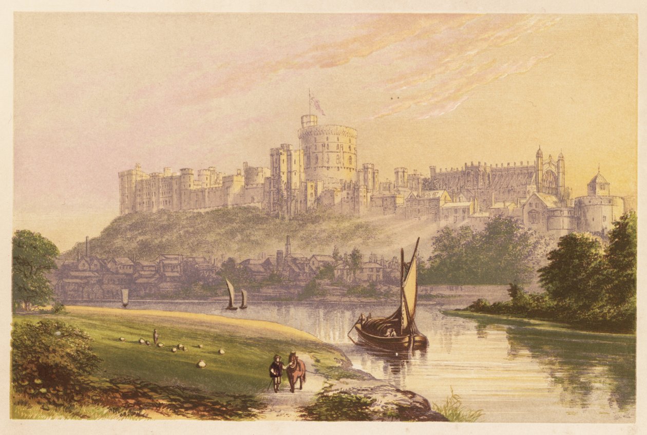 Zamek Windsor, Berkshire, Anglia. 1880 (grawerowanie) autorstwa Alexander Francis (after) Lydon
