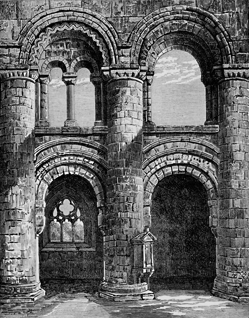Łuki Normana w Nave, Opactwo Jedburgh, ok. 1880, 1897 r. autorstwa Alexander Francis Lydon
