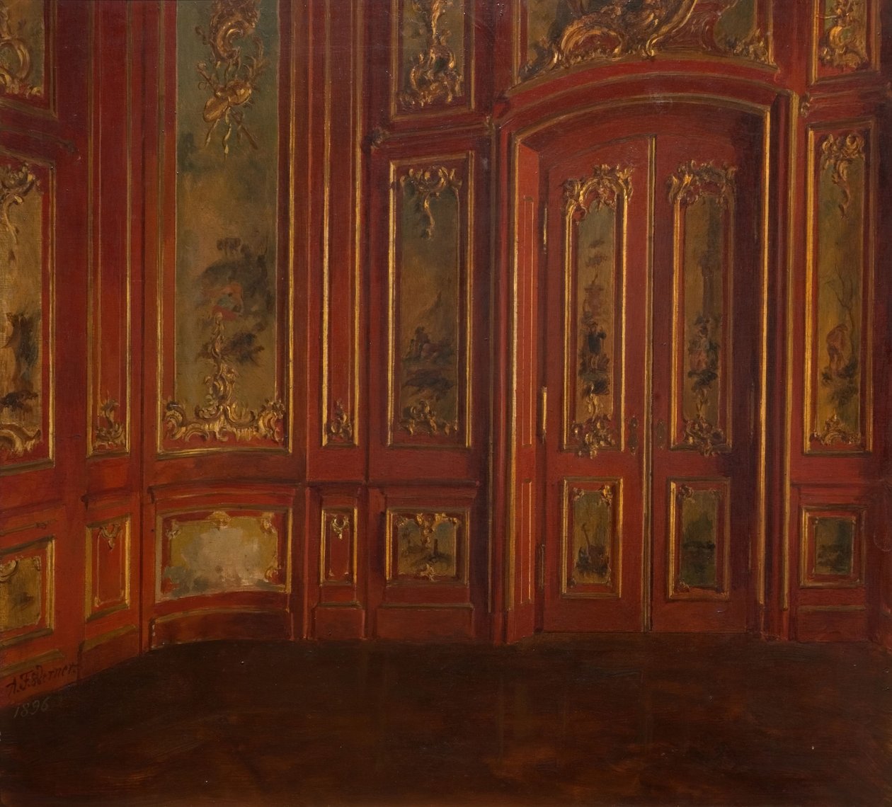 Wnętrze Pokoju Z Boazerią Rokokową, 1896. autorstwa Alexander Friedrich Werner