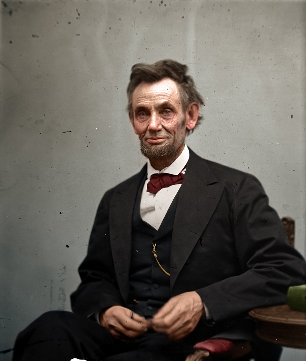 Abraham Lincoln w lutym 1865 roku, pokolorowane autorstwa Alexander Gardner