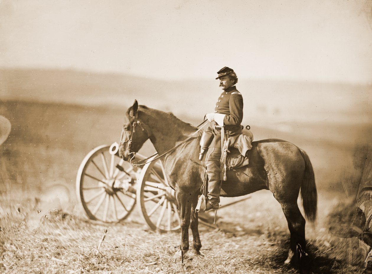 Aide-de-Camp wojny secesyjnej na koniu autorstwa Alexander Gardner
