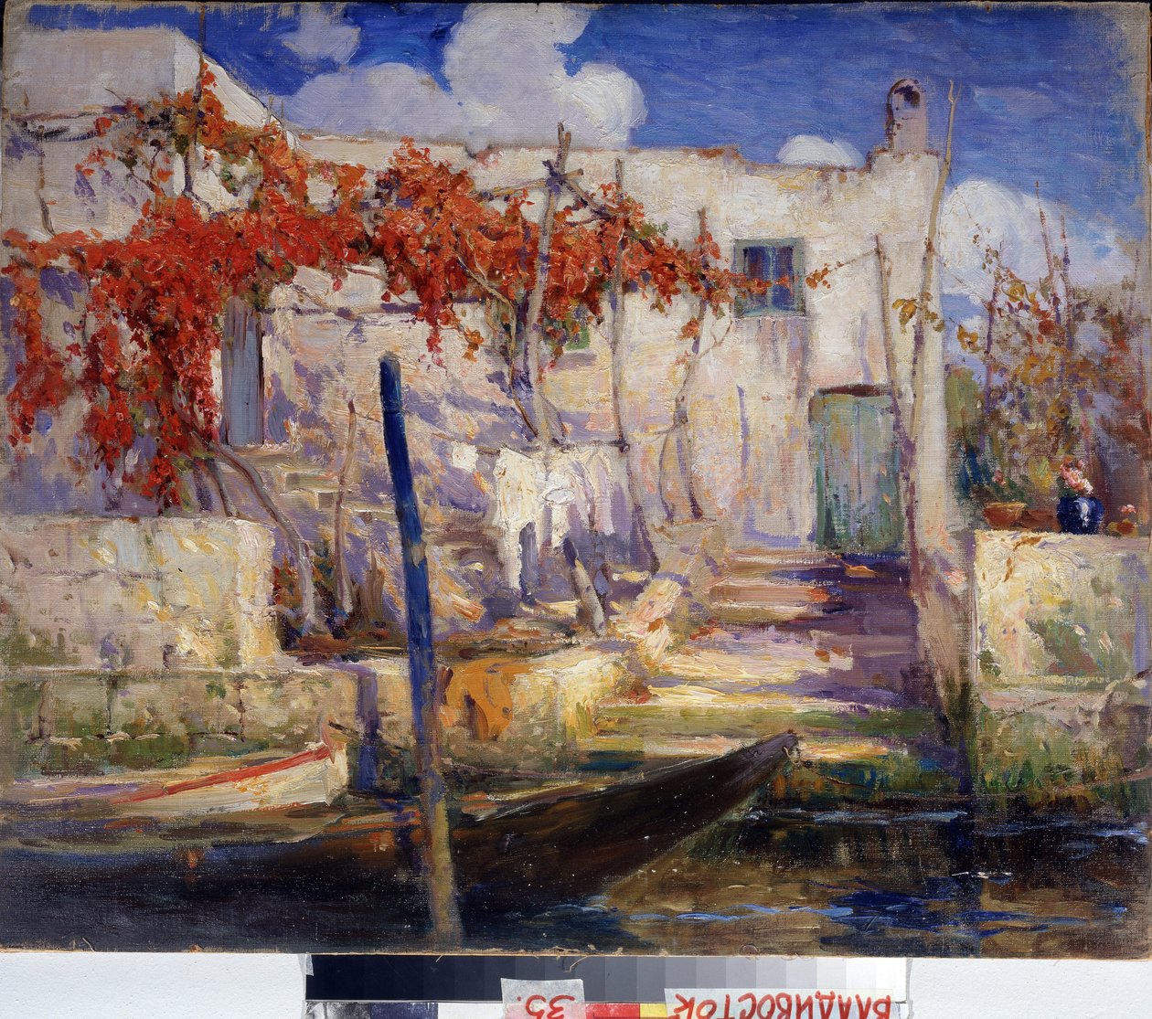 Wieś. Na południu. (Krajobraz. Na południu). Malarstwo Aleksandra Fiodorowicza Gausha (1873-1947), olej na płótnie, sztuka rosyjska, początek XX wieku. Primorska Państwowa Galeria Sztuki, Władywostok (Rosja). autorstwa Alexander Gaush