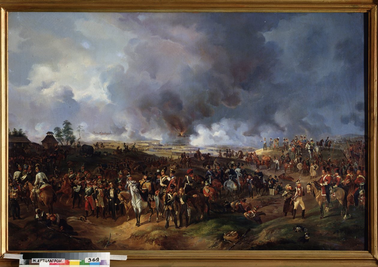 Bitwa Narodów pod Lipskiem (Niemcy), październik 1813 r. (Lub bitwa pod Lipskiem, epizod wojen napoleońskich, podczas kampanii niemieckiej (1813). Obraz Aleksandra Iwanowicza Sauerweida (1783-1844), olej, płótno autorstwa Alexander Ivanovich Sauerweid