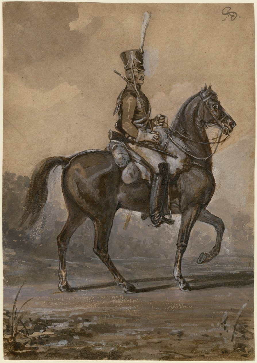 Rosyjski dragon - Sauerweid, Aleksander Iwanowicz (1783-1844) - 1820 - Akwarela na papierze - 22,9x16,2 - Kolekcja prywatna autorstwa Alexander Ivanovich Sauerweid
