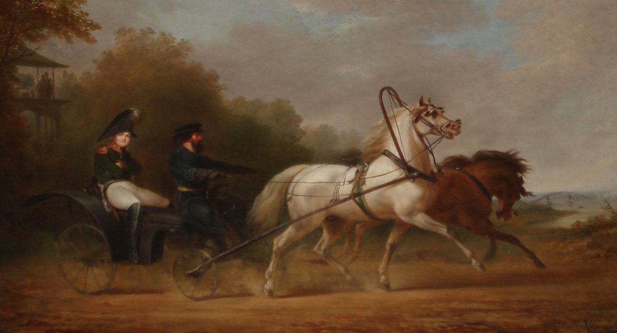 Car Aleksander I jadący dorożką (olej na płótnie) autorstwa Alexander Ivanovich Sauerweid