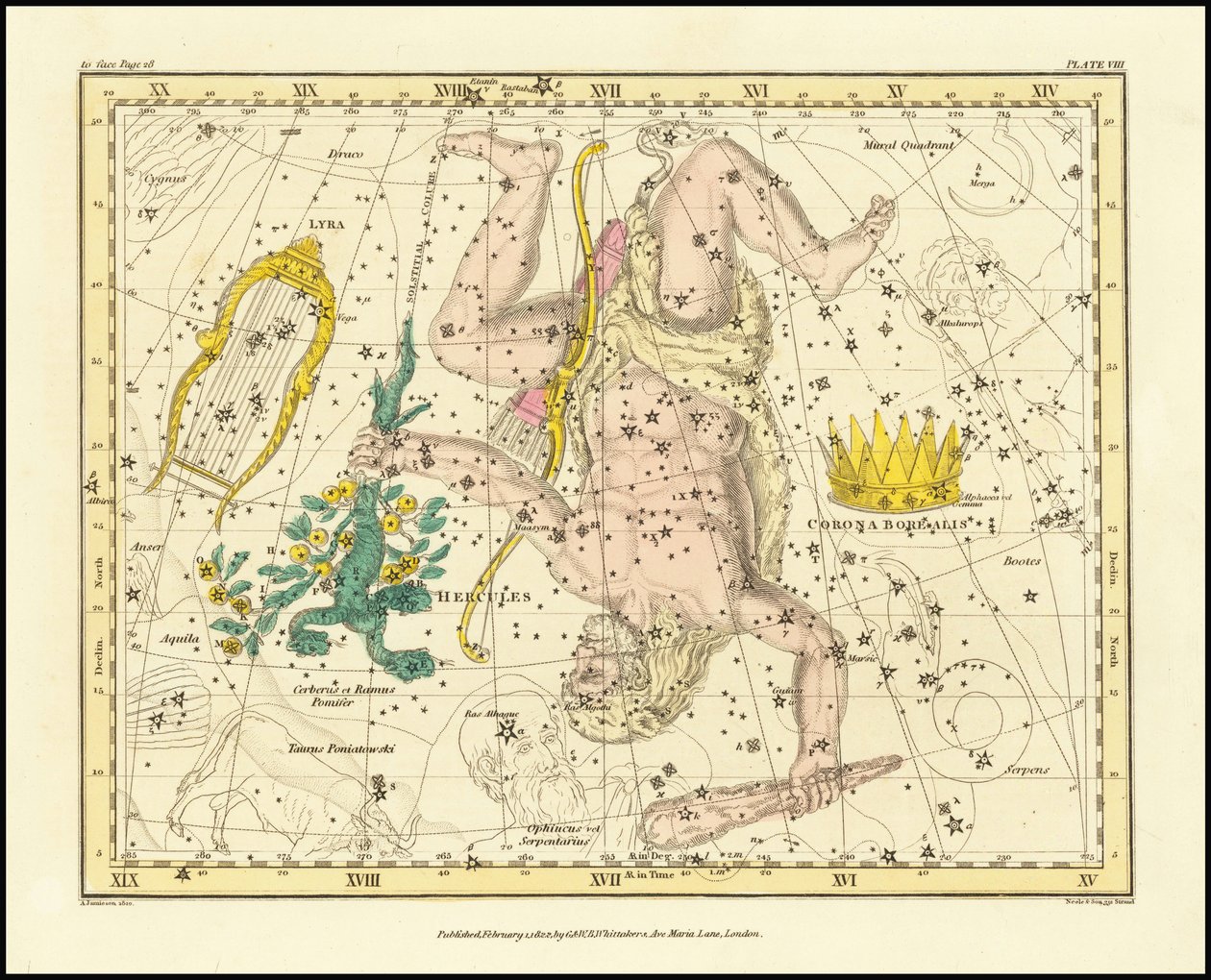 1822 - Alexander Jamieson - Corona Borealis, Herkules i Cerber oraz Lyra autorstwa Alexander Jamieson