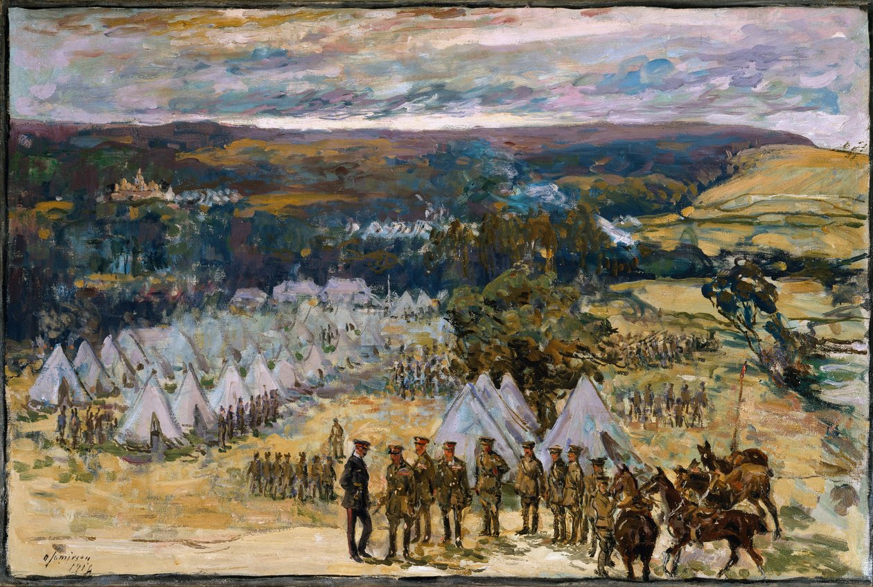 Feldmarszałek Lord Kitchener przeprowadza inspekcję 10. Batalionu York and Lancaster Regiment w Halton, 1914 autorstwa Alexander Jamieson