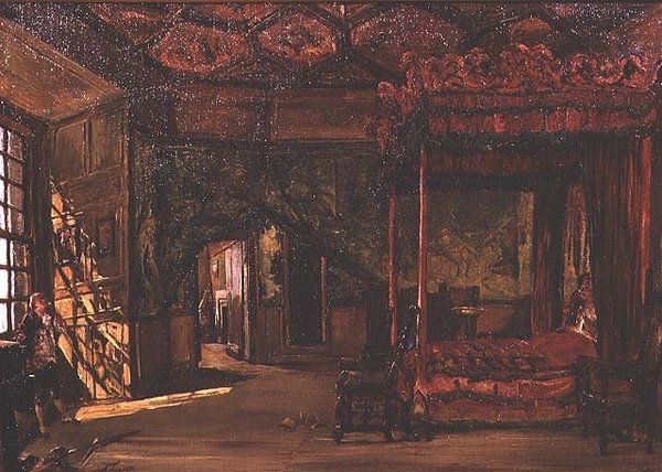 Sypialnia Królowej Marii, Holyrood (olej) autorstwa Alexander Jnr. Fraser