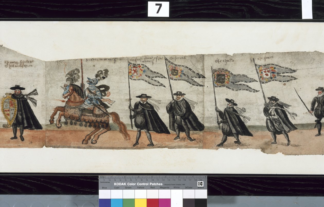 Fragment obrazu The Huntly Funeral Procession, który podobno został użyty podczas pogrzebu George