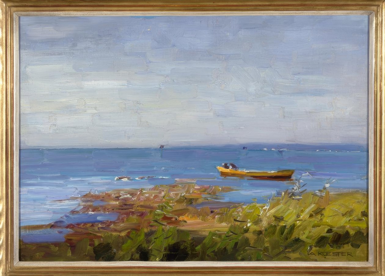 A.Koester, jezioro z małą łódką autorstwa Alexander Köster