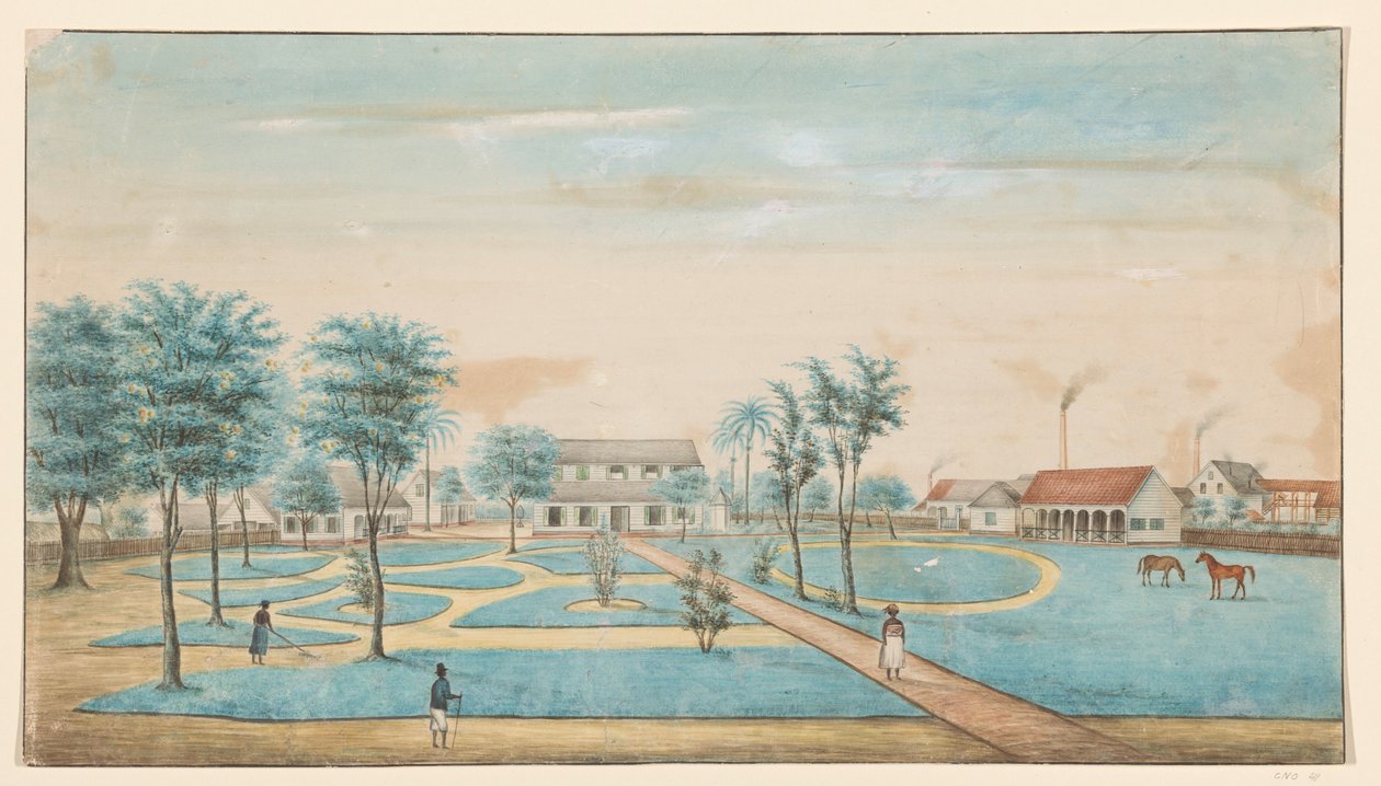 Widok na plantację cukru Catharina Sophia autorstwa Alexander Ludwich Brockmann