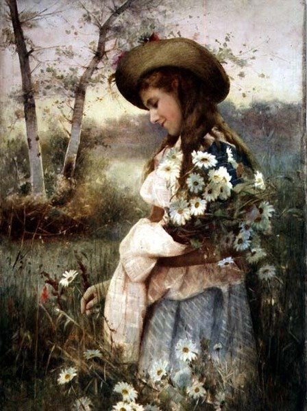Zbieranie Marguerites (akwarela) autorstwa Alexander M. Rossi