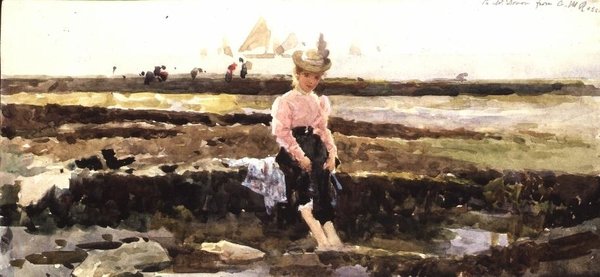 Młoda dziewczyna wiosłująca (akwarela) autorstwa Alexander M. Rossi