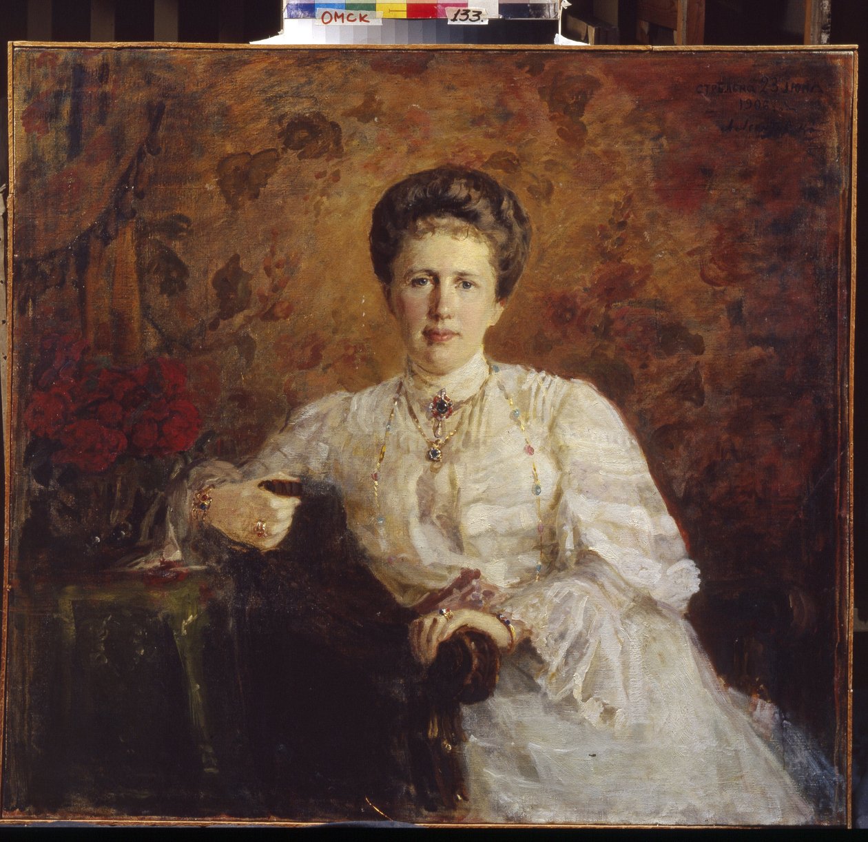 Portret wielkiej księżnej Elizavety Mavrikievny z Rosji (Portret wielkiej księżnej Elizavety Mavrikievny z Rosji). Obraz Aleksandra Michajłowicza Leontowskiego (1865-1928), olej na płótnie autorstwa Alexander Mikhaylovich Leontovsky