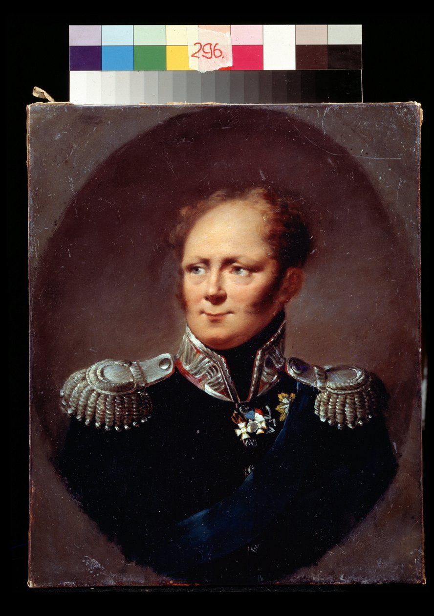 Portret cesarza Aleksandra I. Aleksander I Pawłowicz Romanow (1777-1825), cesarz Rosji. Obraz Aleksandra (Alexandre) Molinari (1772-1831). Olej na płótnie. Muzeum Sztuk Pięknych im. Puszkina w Moskwie. autorstwa Alexander Molinari
