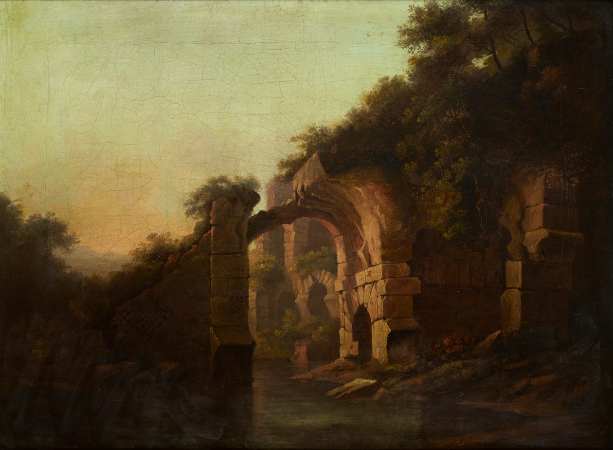 Zniszczony most nad rzeką, Włochy (olej na płótnie) autorstwa Alexander Nasmyth