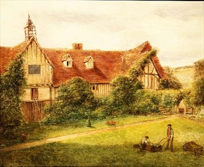 Ogrodnicy z Stajniami w tyle (olej na płótnie) autorstwa Alexander Nasmyth