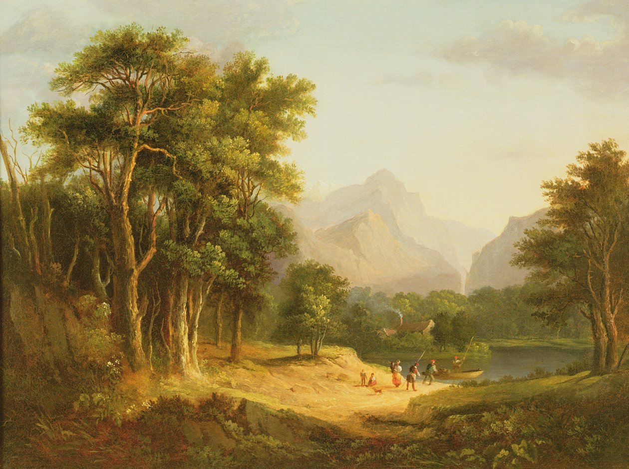 Krajobraz górski z postaciami autorstwa Alexander Nasmyth