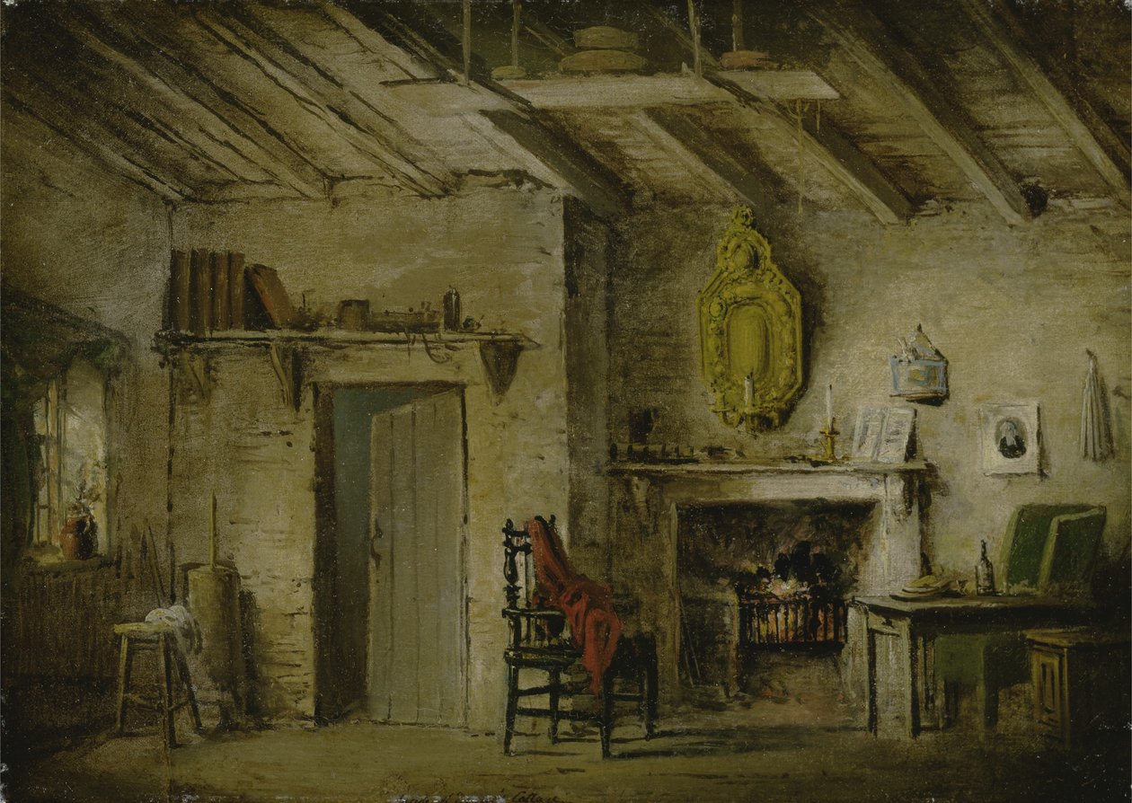 Chata Dziekanów, scenografia do "Serca Midlothian", ok. 1819 (olej na płótnie) autorstwa Alexander Nasmyth