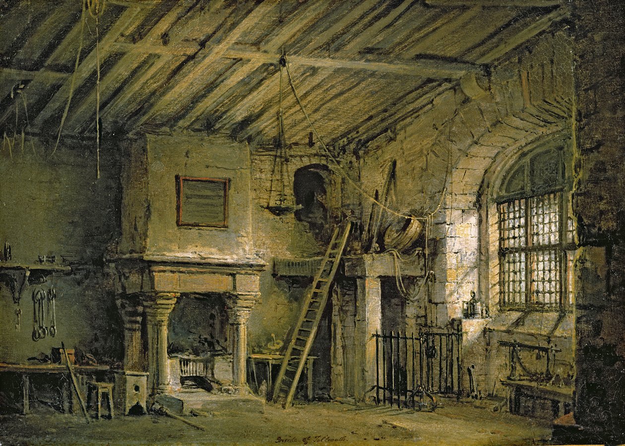 Rogatka, scenografia do „Serca Midlothian”, ok. 1819 (olej na płótnie) autorstwa Alexander Nasmyth