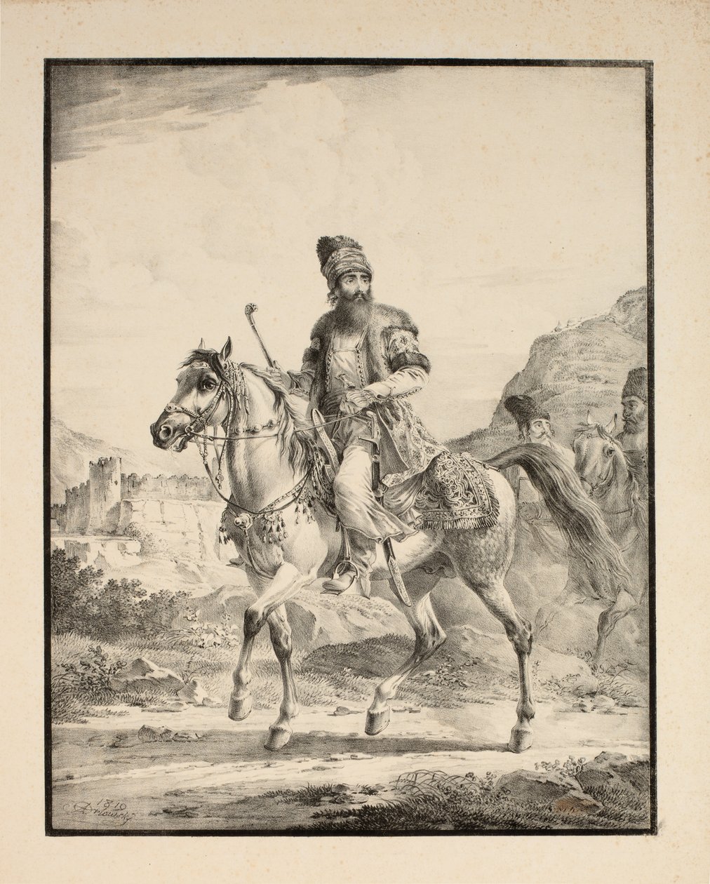 Perski na koniu, 1820 autorstwa Alexander Orlowski