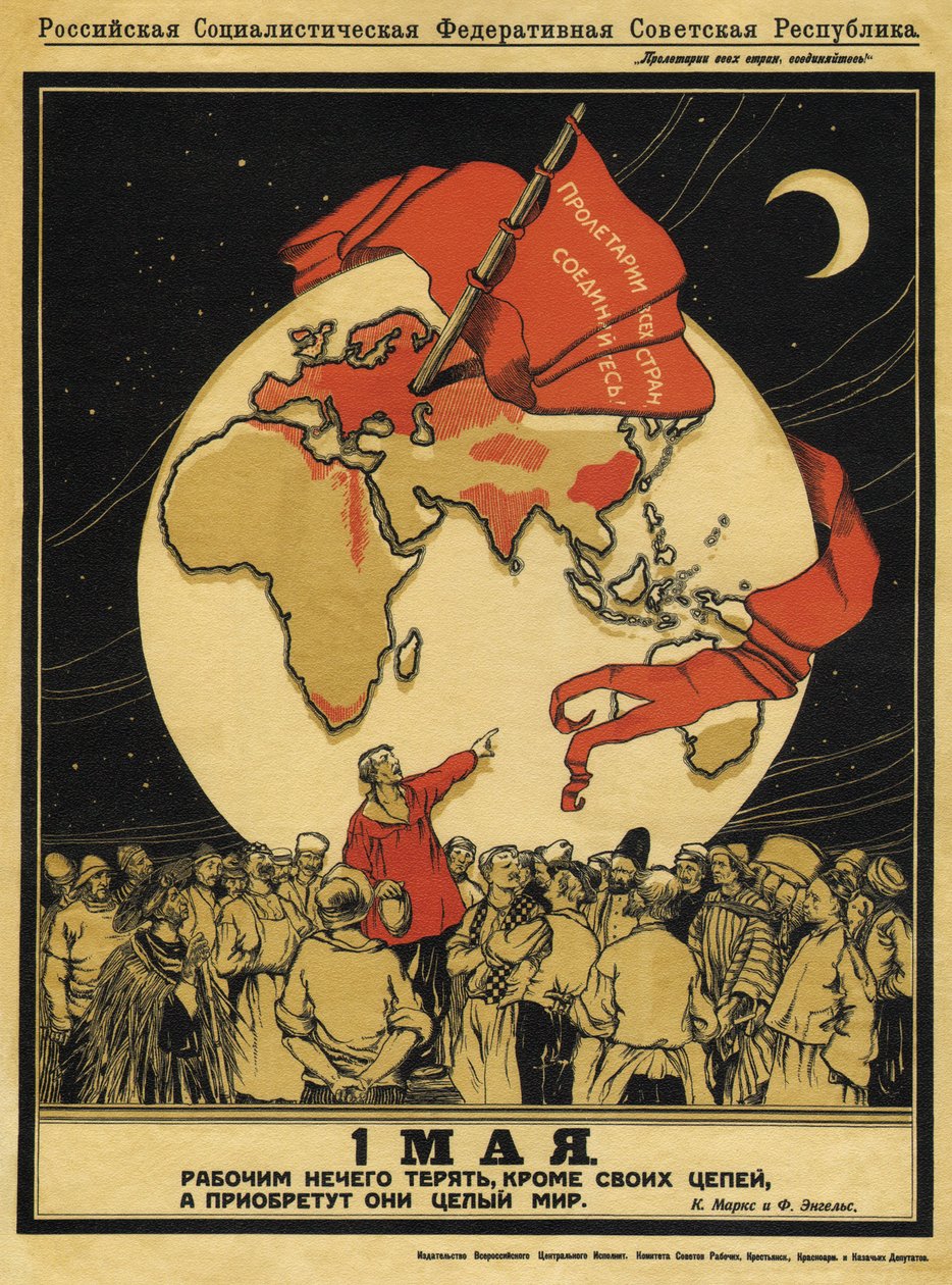 1 maja. Robotnicy nie mają nic do stracenia, ale cały świat do wygrania, 1919 autorstwa Alexander Petrovich Apsit