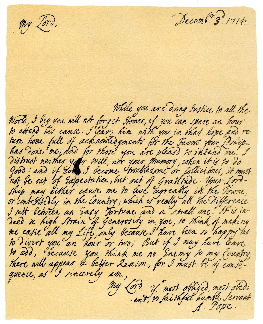 List Aleksandra Papieża do Charlesa Montagu, 3 grudnia 1714 r. autorstwa Alexander Pope