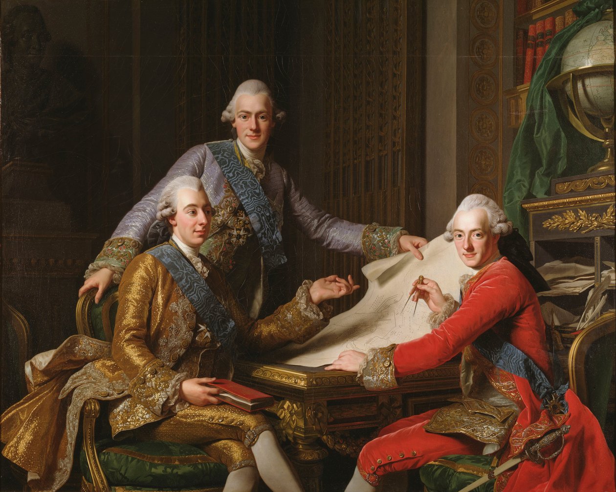 Król Szwecji Gustaw III i jego bracia, 1771 autorstwa Alexander Roslin