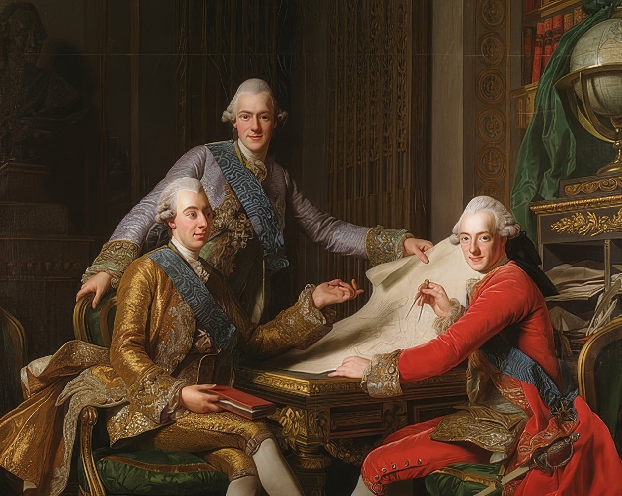 Król Gustaw III Szwecji i jego braci. 1771 autorstwa Alexander Roslin
