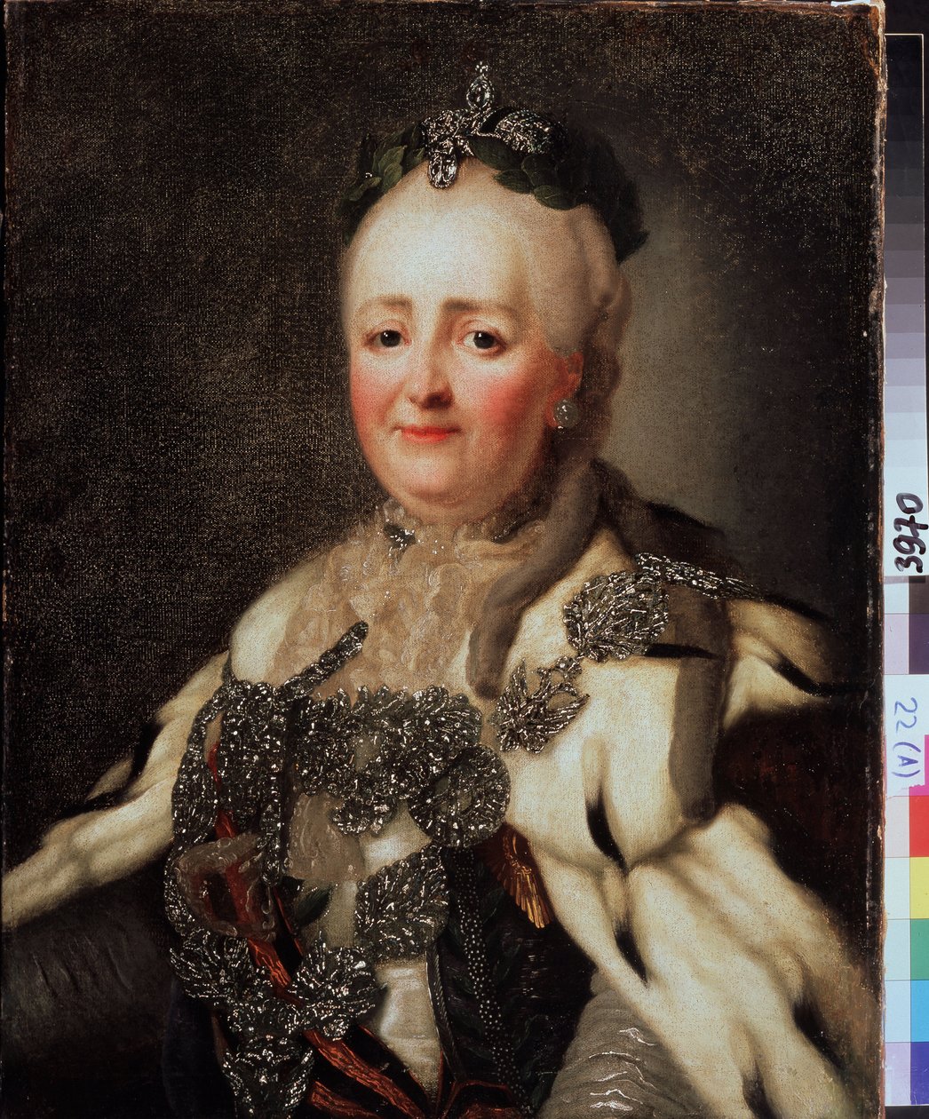 „Portret Katarzyny II (Caterina II) (1729-1796), Cesarzowa Rosji”” Obraz Aleksandra Roslina (1718-1795). Państwowe Regionalne Muzeum Sztuki im. I. Pozhalostina, Ryasan. autorstwa Alexander Roslin