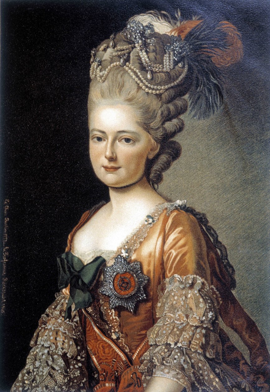 Portret wielkiej rosyjskiej księżnej Marii Fiodorowny wykonany w 1777 r. przez szwedzkiego malarza Aleksandra Roslina (1718 - 1793). autorstwa Alexander Roslin
