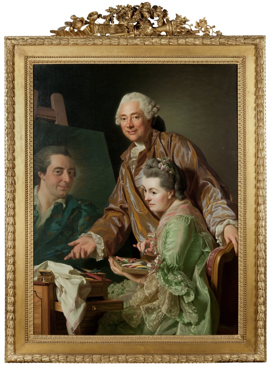 Artysta wraz z żoną Marie Suzanne Giroust podczas malowania portretu Henrika Wilhelma Peilla autorstwa Alexander Roslin