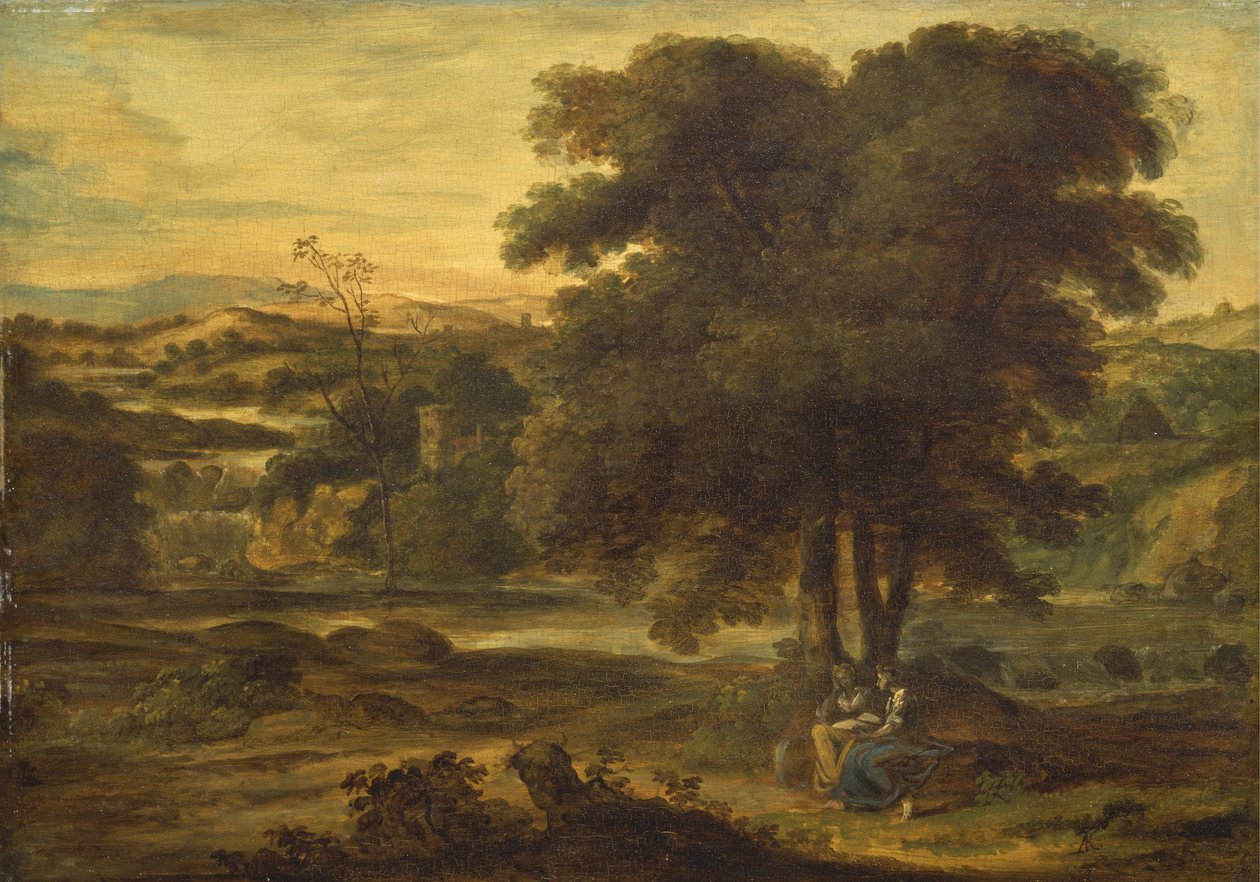 Pejzaż klasyczny, ok. 1767-71 (olej na desce) autorstwa Alexander Runciman
