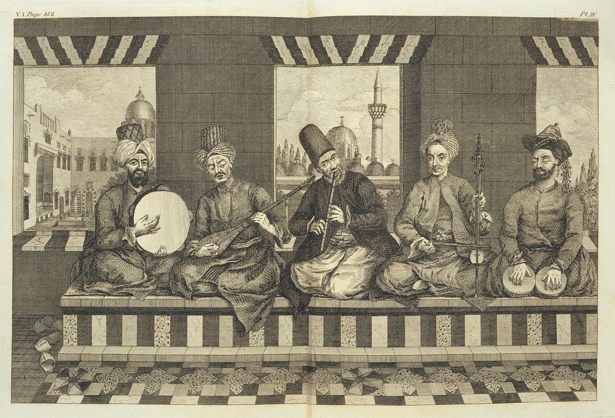 Syryjscy muzycy, płyta 4 z „Historii naturalnej Aleppo”, wyd. autorstwa Patricka Russella, 1794 autorstwa Alexander Russell