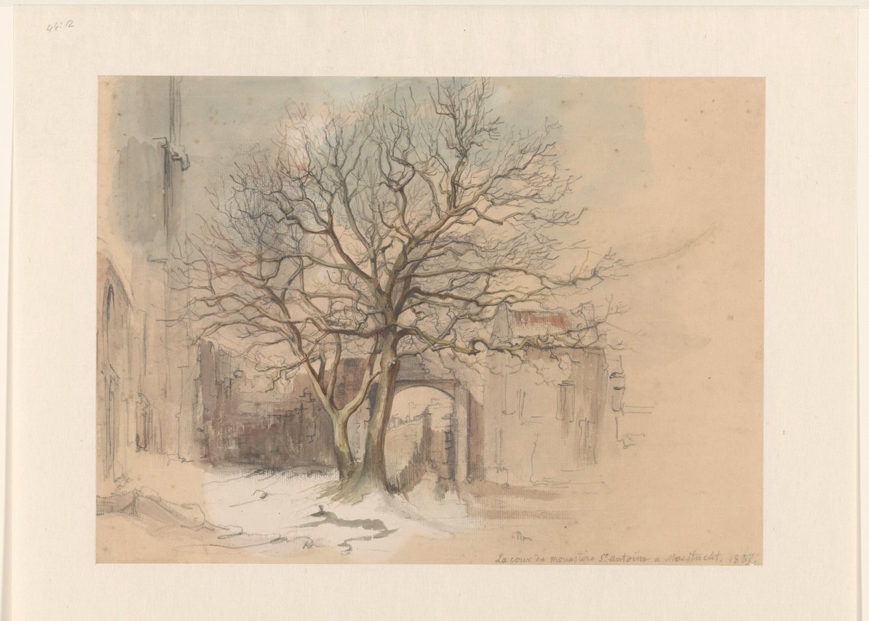 Dwór Sint Antoniusklooster w Maastricht, zimą autorstwa Alexander Schaepkens