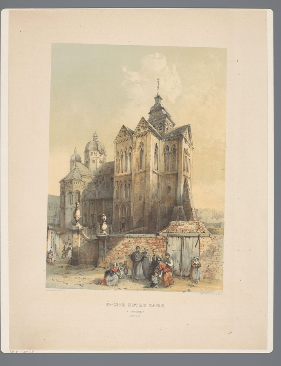 Onze Lieve Vrouwe Munsterkerk te Roermond Kościół Najświętszej Marii Panny w Roermonde (północne wybrzeże). (tytuł na obiekcie) Starożytne zabytki architektury od XI do XIII wieku w Limburgii (tytuł serii) autorstwa Alexander Schaepkens