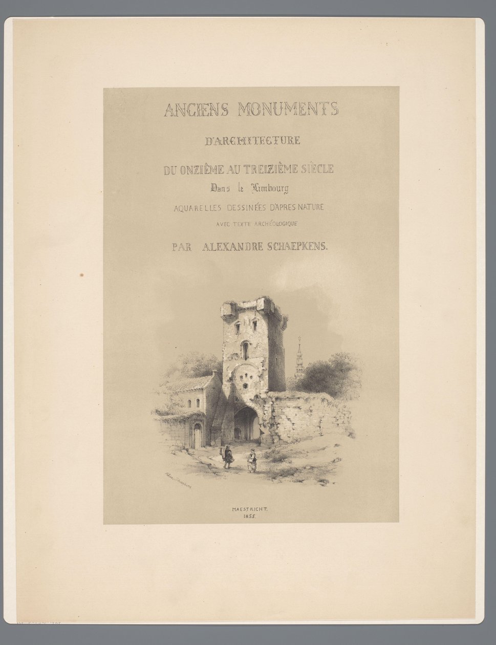 Poort naar Visé te Tongeren Starożytne zabytki architektury od XI do XIII wieku w Limburgii (tytuł serii na obiekcie) autorstwa Alexander Schaepkens