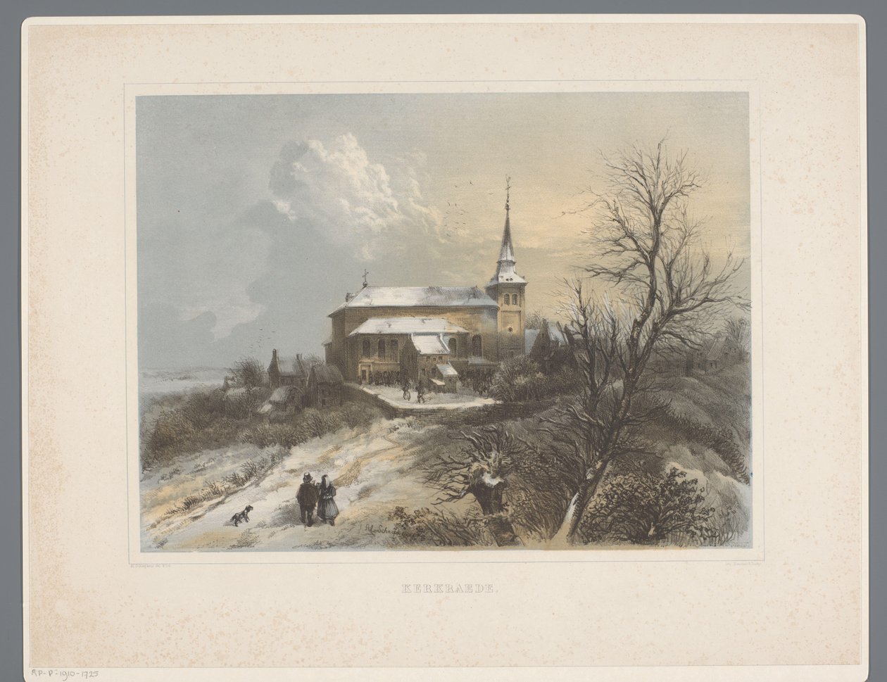 Kościół św. Lamberta w Kerkrade Kerkrade (tytuł na obiekcie) Rolduc et ses environs (tytuł serii) autorstwa Alexander Schaepkens