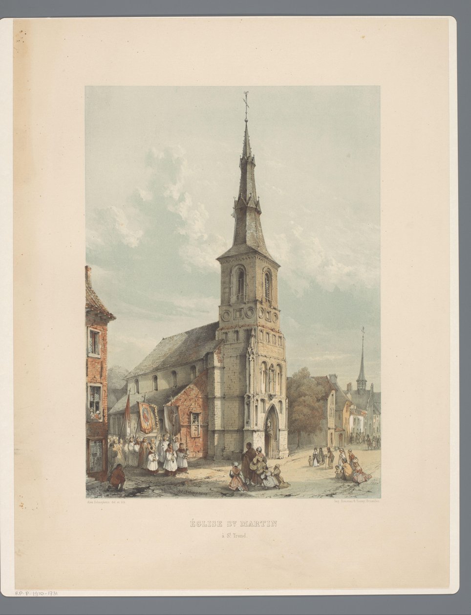 Sint-Maartenkerk i Sint-Truiden Kościół św. Marcina w St Trond (tytuł na obiekcie) Starożytne zabytki architektury od XI do XIII wieku w Limburgii (tytuł serii) autorstwa Alexander Schaepkens