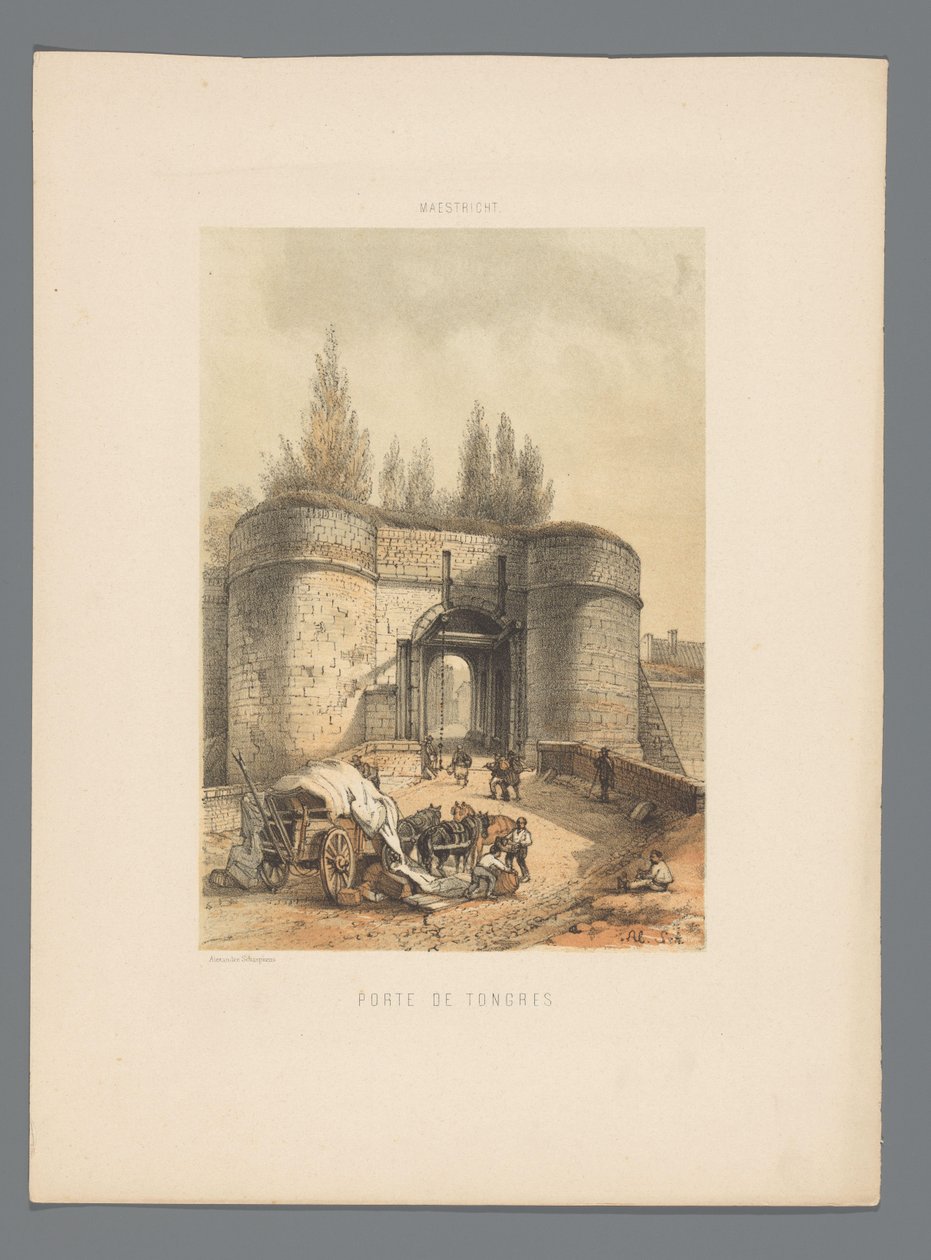 Tongersepoort w Maastricht Porte de Tongres (tytuł na obiekcie) Monuments de Maastricht (tytuł serii) autorstwa Alexander Schaepkens