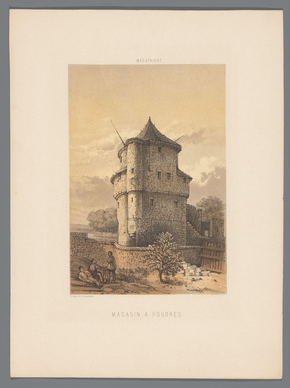Wycker Kruittoren w Maastricht Prochownia (tytuł na obiekcie) Zabytki Maastricht (tytuł serii) autorstwa Alexander Schaepkens