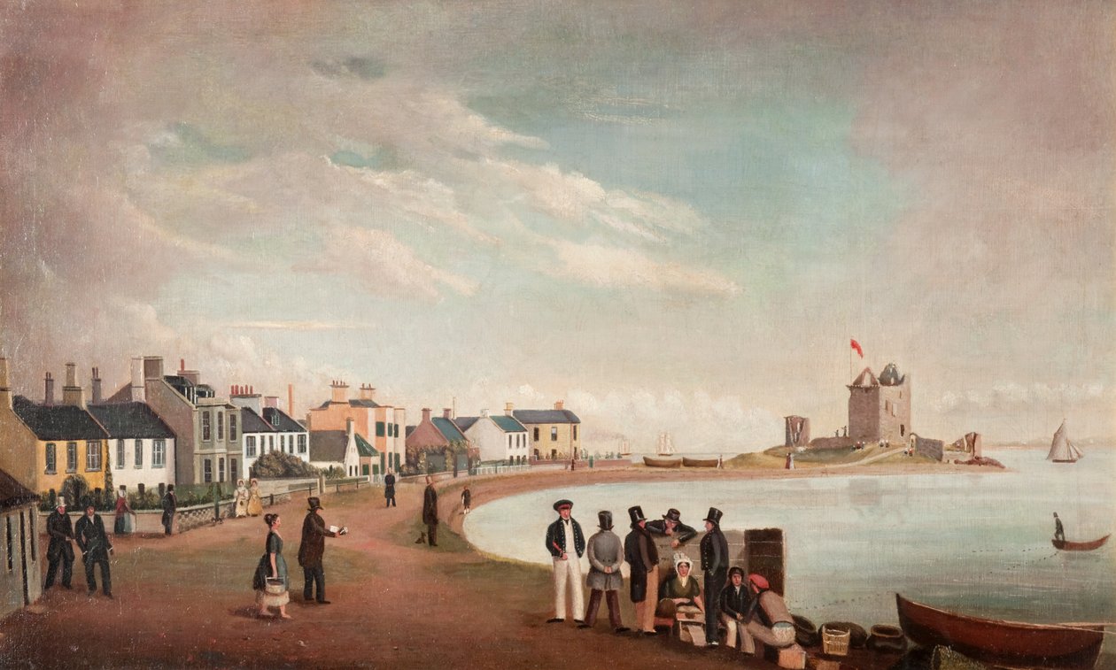 Plaża Crescent i zamek Broughty, ok.1835 (olej na płótnie) autorstwa Alexander Smith