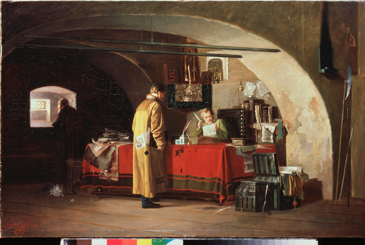 Urząd administracyjny w Księstwie Moskiewskim (Urząd w Moskwie) - obraz Aleksandra Stiepanowicza Janowa (1857-1918), olej na płótnie autorstwa Alexander Stepanovich Yanov
