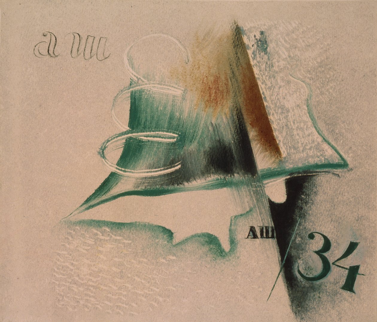 Kompozycja z dwoma literami, 1934 autorstwa Alexander Vasilyevich Shevchenko